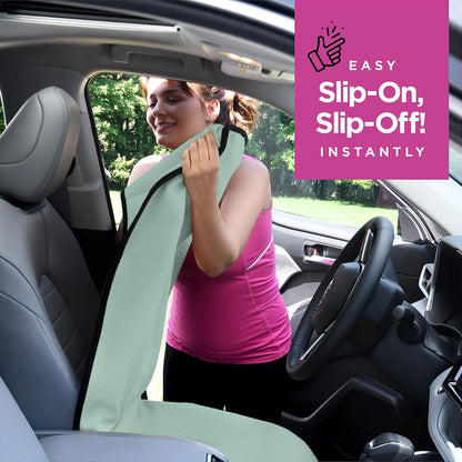 Car Seat Towel Cover for Post Gym Workout, Running, Swimming, and Hiking, 2 Pack Universal Fit Anti-Slip Waterproof Sweating Bucket Seat Protector for Cars, SUVs and Trucks, Black