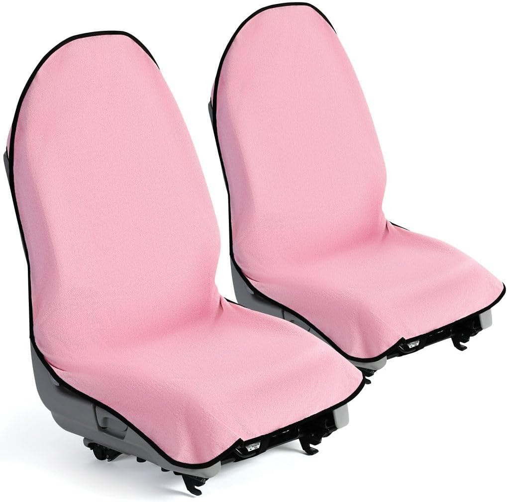 Car Seat Towel Cover for Post Gym Workout, Running, Swimming, and Hiking, 2 Pack Universal Fit Anti-Slip Waterproof Sweating Bucket Seat Protector for Cars, SUVs and Trucks, Black