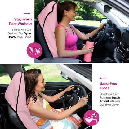 Car Seat Towel Cover for Post Gym Workout, Running, Swimming, and Hiking, 2 Pack Universal Fit Anti-Slip Waterproof Sweating Bucket Seat Protector for Cars, SUVs and Trucks, Black