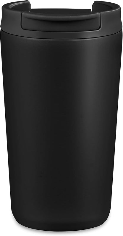 12 oz Travel Coffee Mug Insulated Coffee Cups with Leakproof Flip Lids Stainless Steel Double Wall Thermal Tumbler Reusable Hot Cold Cup for Travel Work Daily Use (Black, 12ounces)