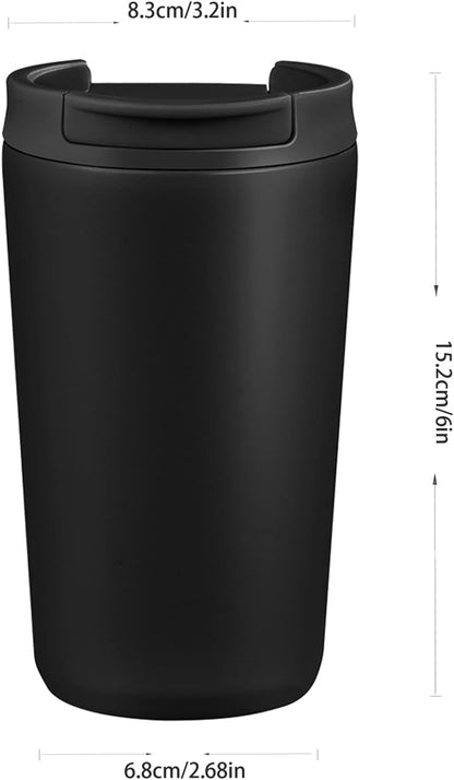 12 oz Travel Coffee Mug Insulated Coffee Cups with Leakproof Flip Lids Stainless Steel Double Wall Thermal Tumbler Reusable Hot Cold Cup for Travel Work Daily Use (Black, 12ounces)