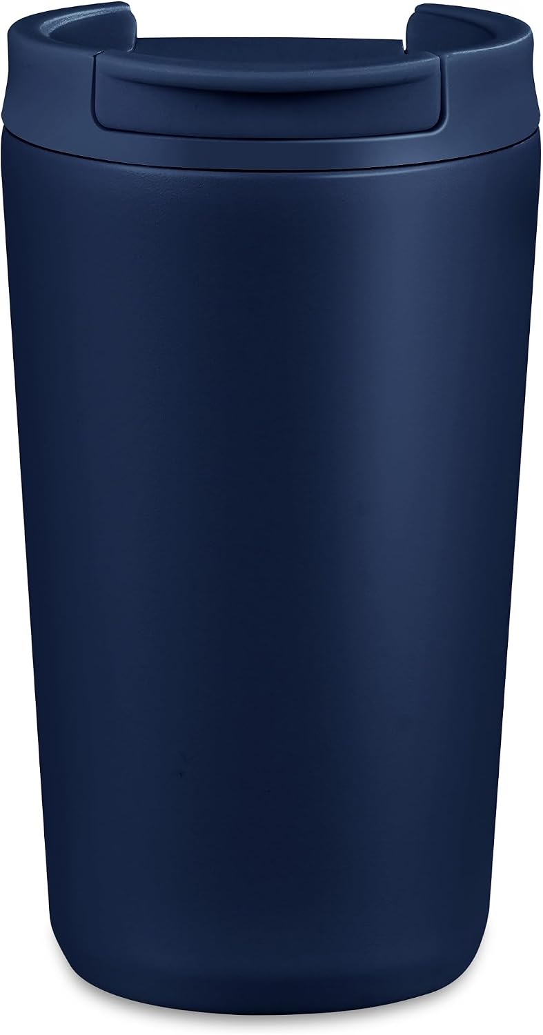12 oz Travel Coffee Mug Insulated Coffee Cups with Leakproof Flip Lids Stainless Steel Double Wall Thermal Tumbler Reusable Hot Cold Cup for Travel Work Daily Use (Black, 12ounces)