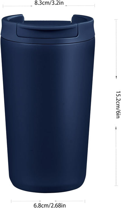 12 oz Travel Coffee Mug Insulated Coffee Cups with Leakproof Flip Lids Stainless Steel Double Wall Thermal Tumbler Reusable Hot Cold Cup for Travel Work Daily Use (Black, 12ounces)
