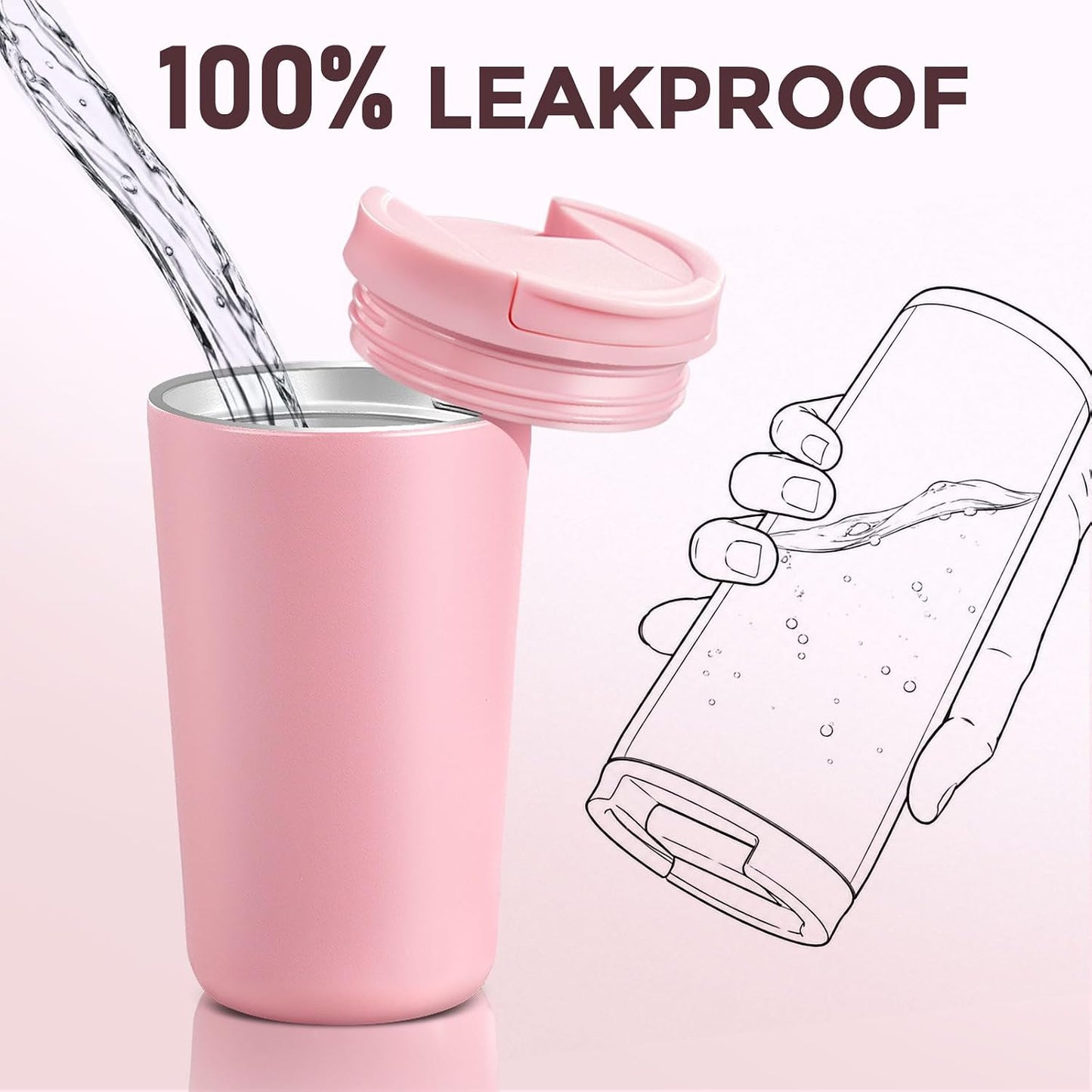 12 oz Travel Coffee Mug Insulated Coffee Cups with Leakproof Flip Lids Stainless Steel Double Wall Thermal Tumbler Reusable Hot Cold Cup for Travel Work Daily Use (Black, 12ounces)