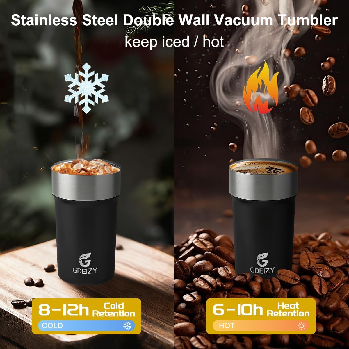 17oz Insulated Travel Coffee Mug, Stainless Steel Cup with Leakproof Lid | 304 Double Wall Vacuum Steel, Long Heat & Cold Retention, 360° Leakproof, BPA-Free Reusable Tumbler, Fits Car Cup Holders