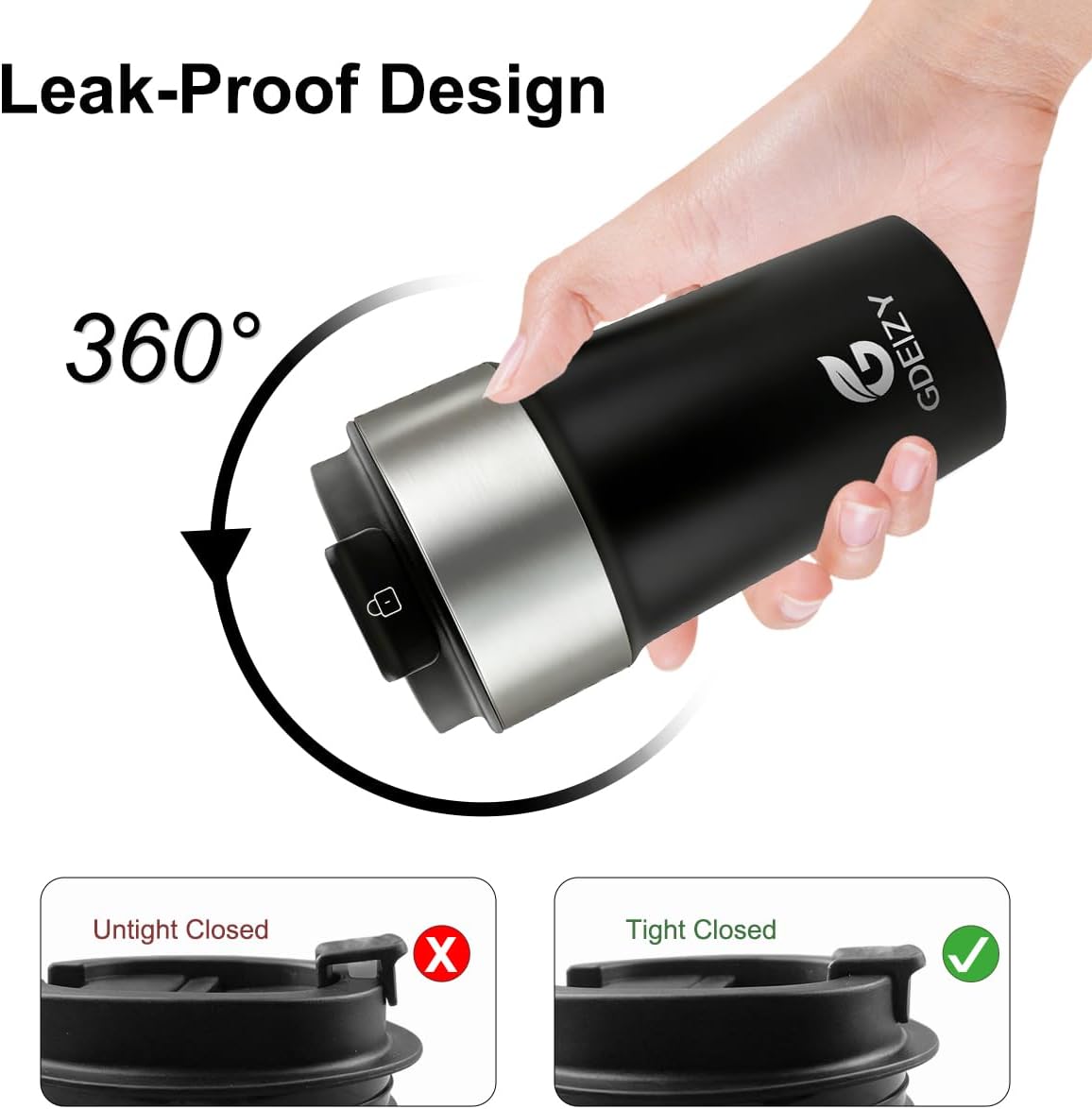 17oz Insulated Travel Coffee Mug, Stainless Steel Cup with Leakproof Lid | 304 Double Wall Vacuum Steel, Long Heat & Cold Retention, 360° Leakproof, BPA-Free Reusable Tumbler, Fits Car Cup Holders