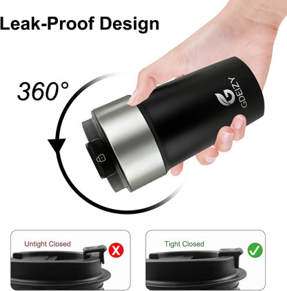 17oz Insulated Travel Coffee Mug, Stainless Steel Cup with Leakproof Lid | 304 Double Wall Vacuum Steel, Long Heat & Cold Retention, 360° Leakproof, BPA-Free Reusable Tumbler, Fits Car Cup Holders