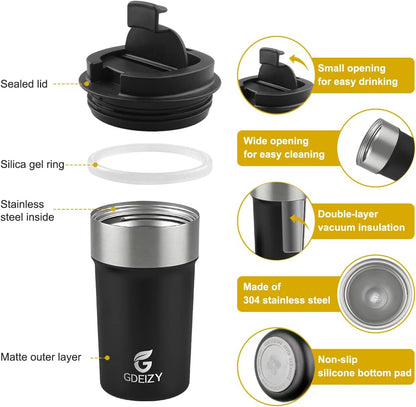 17oz Insulated Travel Coffee Mug, Stainless Steel Cup with Leakproof Lid | 304 Double Wall Vacuum Steel, Long Heat & Cold Retention, 360° Leakproof, BPA-Free Reusable Tumbler, Fits Car Cup Holders