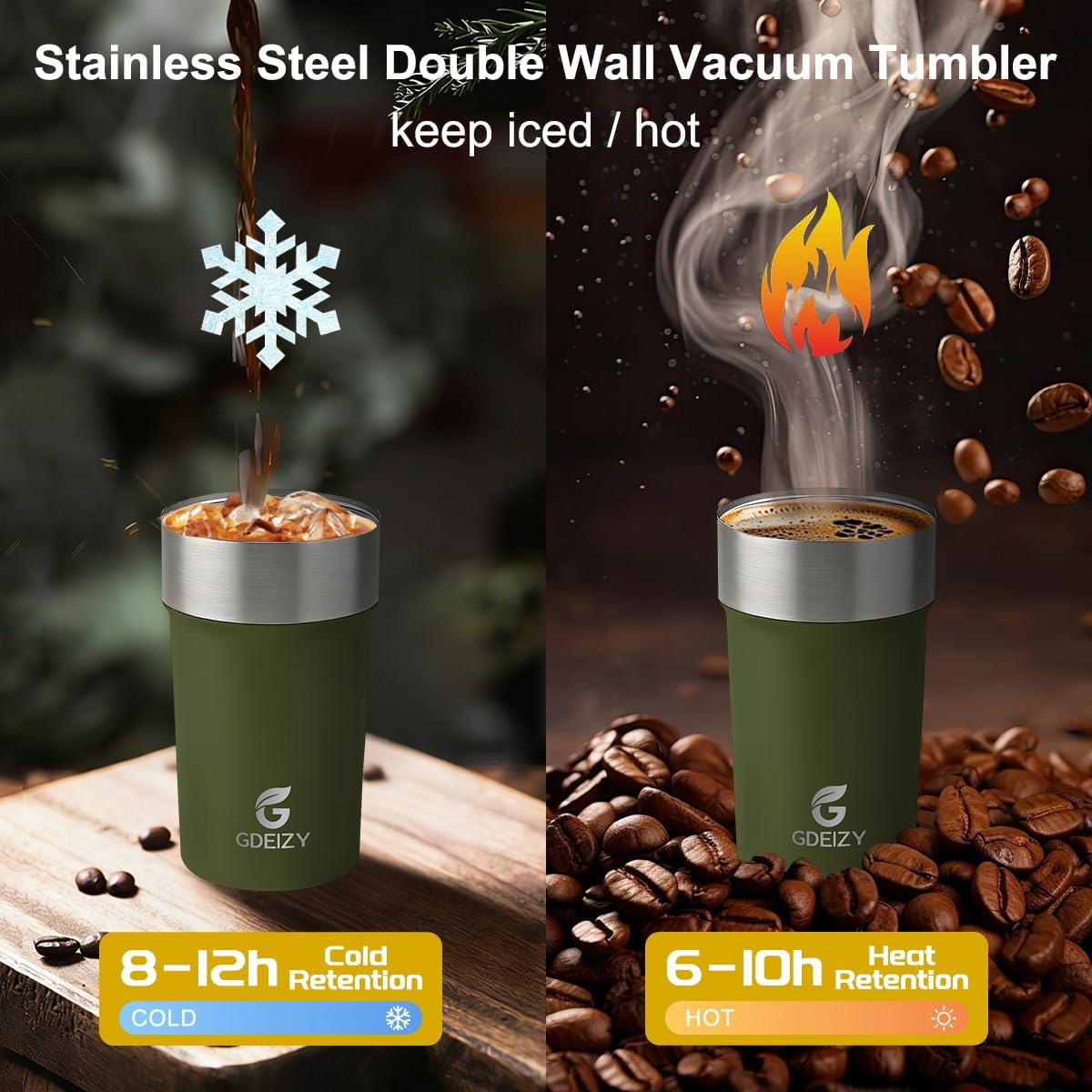 17oz Insulated Travel Coffee Mug, Stainless Steel Cup with Leakproof Lid | 304 Double Wall Vacuum Steel, Long Heat & Cold Retention, 360° Leakproof, BPA-Free Reusable Tumbler, Fits Car Cup Holders