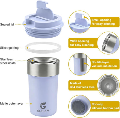 17oz Insulated Travel Coffee Mug, Stainless Steel Cup with Leakproof Lid | 304 Double Wall Vacuum Steel, Long Heat & Cold Retention, 360° Leakproof, BPA-Free Reusable Tumbler, Fits Car Cup Holders