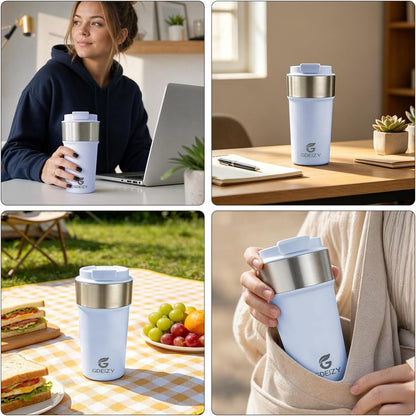17oz Insulated Travel Coffee Mug, Stainless Steel Cup with Leakproof Lid | 304 Double Wall Vacuum Steel, Long Heat & Cold Retention, 360° Leakproof, BPA-Free Reusable Tumbler, Fits Car Cup Holders