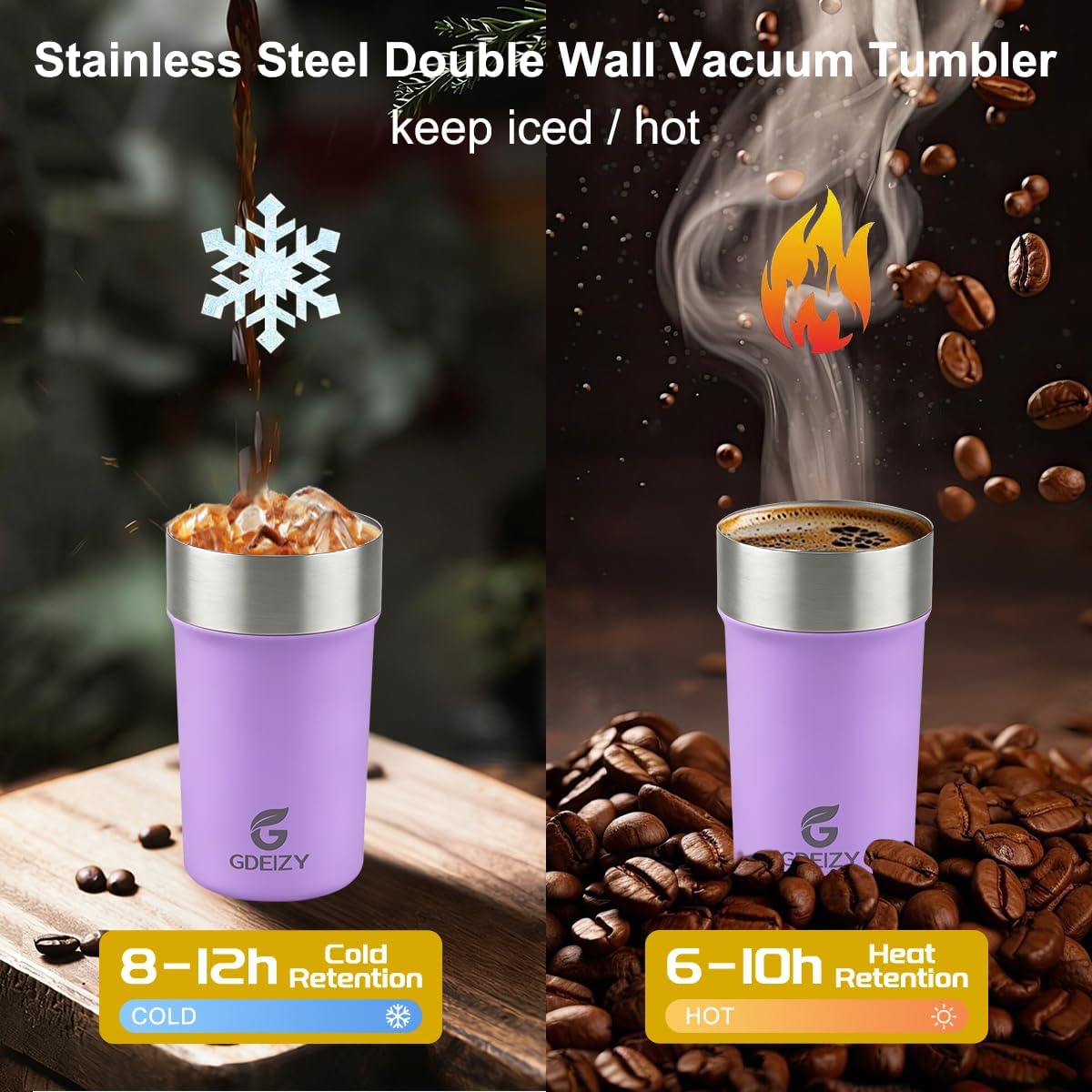17oz Insulated Travel Coffee Mug, Stainless Steel Cup with Leakproof Lid | 304 Double Wall Vacuum Steel, Long Heat & Cold Retention, 360° Leakproof, BPA-Free Reusable Tumbler, Fits Car Cup Holders