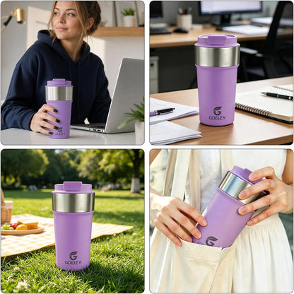 17oz Insulated Travel Coffee Mug, Stainless Steel Cup with Leakproof Lid | 304 Double Wall Vacuum Steel, Long Heat & Cold Retention, 360° Leakproof, BPA-Free Reusable Tumbler, Fits Car Cup Holders