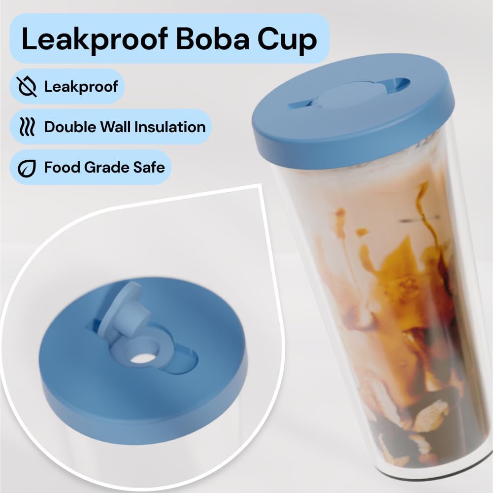 Reusable Boba Cup and Straw Boba Tea Cup Bubble Tea Cup Reusable Iced Coffee Cup Cold Coffee Cup Smoothie Cup with Lid and Straw Smoothie Cup to go Smoothie Tumbler 17 oz - Sage Green