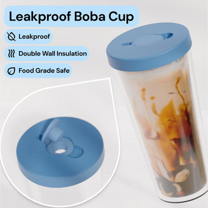 Reusable Boba Cup and Straw Boba Tea Cup Bubble Tea Cup Reusable Iced Coffee Cup Cold Coffee Cup Smoothie Cup with Lid and Straw Smoothie Cup to go Smoothie Tumbler 17 oz - Sage Green