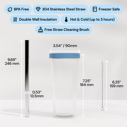 Reusable Boba Cup and Straw Boba Tea Cup Bubble Tea Cup Reusable Iced Coffee Cup Cold Coffee Cup Smoothie Cup with Lid and Straw Smoothie Cup to go Smoothie Tumbler 17 oz - Sage Green