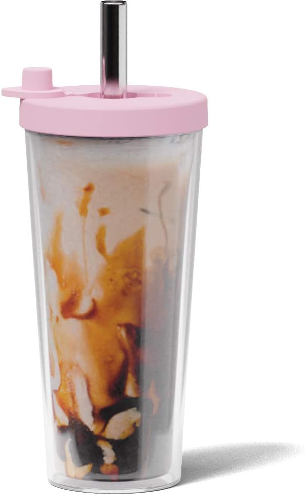 Reusable Boba Cup and Straw Boba Tea Cup Bubble Tea Cup Reusable Iced Coffee Cup Cold Coffee Cup Smoothie Cup with Lid and Straw Smoothie Cup to go Smoothie Tumbler 17 oz - Sage Green
