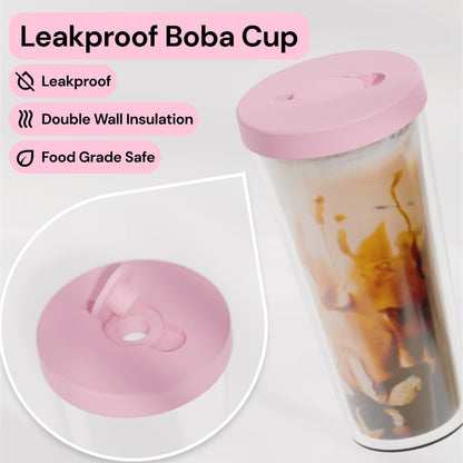 Reusable Boba Cup and Straw Boba Tea Cup Bubble Tea Cup Reusable Iced Coffee Cup Cold Coffee Cup Smoothie Cup with Lid and Straw Smoothie Cup to go Smoothie Tumbler 17 oz - Sage Green