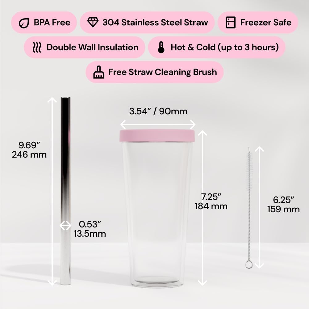 Reusable Boba Cup and Straw Boba Tea Cup Bubble Tea Cup Reusable Iced Coffee Cup Cold Coffee Cup Smoothie Cup with Lid and Straw Smoothie Cup to go Smoothie Tumbler 17 oz - Sage Green
