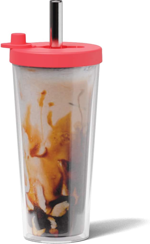 Reusable Boba Cup and Straw Boba Tea Cup Bubble Tea Cup Reusable Iced Coffee Cup Cold Coffee Cup Smoothie Cup with Lid and Straw Smoothie Cup to go Smoothie Tumbler 17 oz - Sage Green