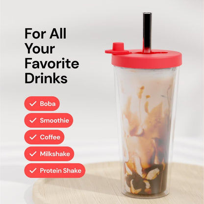 Reusable Boba Cup and Straw Boba Tea Cup Bubble Tea Cup Reusable Iced Coffee Cup Cold Coffee Cup Smoothie Cup with Lid and Straw Smoothie Cup to go Smoothie Tumbler 17 oz - Sage Green