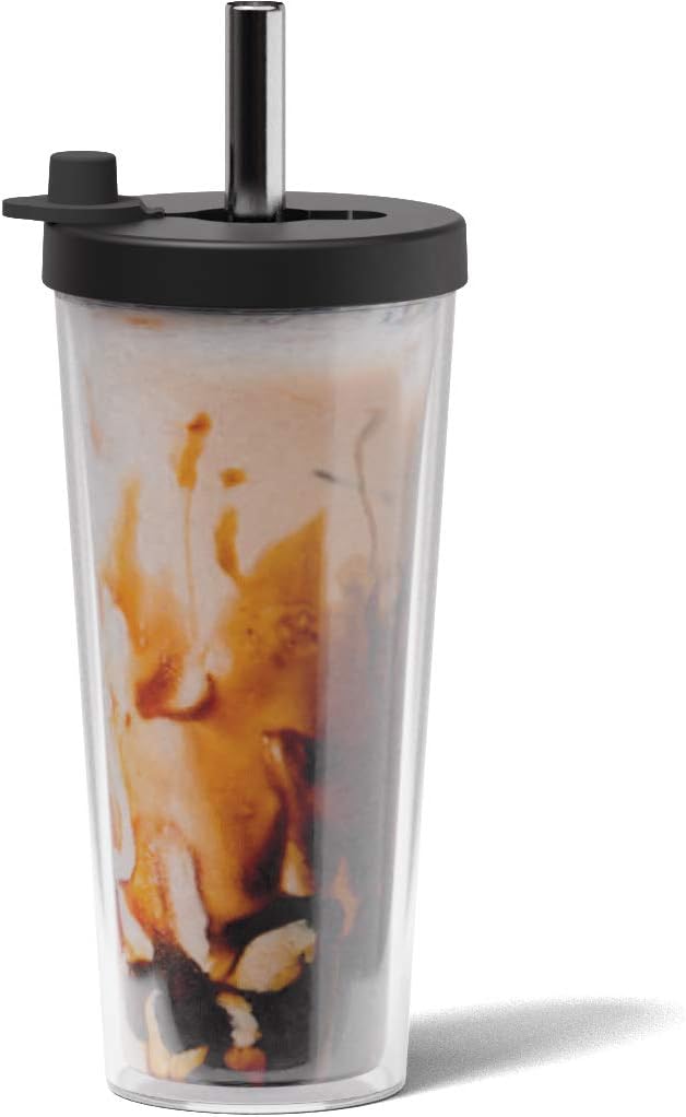 Reusable Boba Cup and Straw Boba Tea Cup Bubble Tea Cup Reusable Iced Coffee Cup Cold Coffee Cup Smoothie Cup with Lid and Straw Smoothie Cup to go Smoothie Tumbler 17 oz - Sage Green