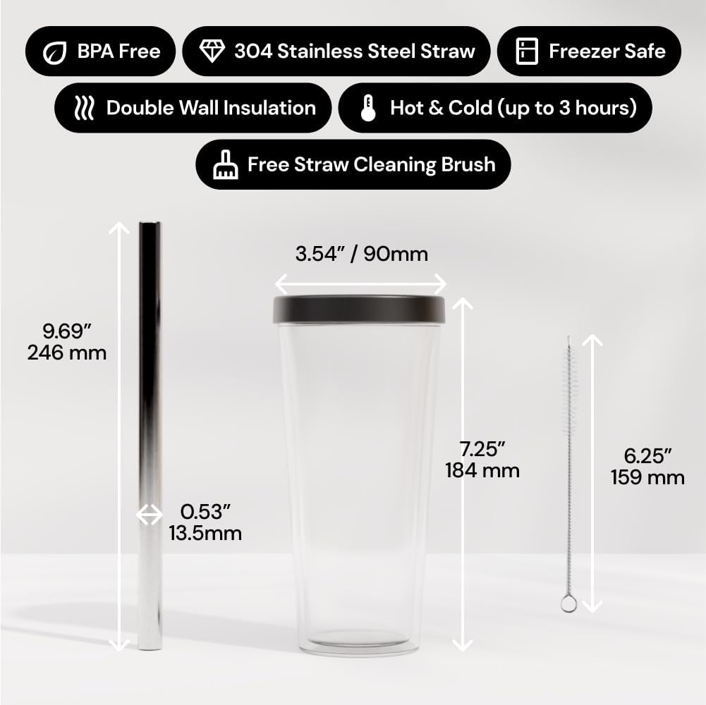 Reusable Boba Cup and Straw Boba Tea Cup Bubble Tea Cup Reusable Iced Coffee Cup Cold Coffee Cup Smoothie Cup with Lid and Straw Smoothie Cup to go Smoothie Tumbler 17 oz - Sage Green