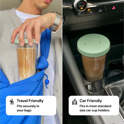 Reusable Boba Cup and Straw Boba Tea Cup Bubble Tea Cup Reusable Iced Coffee Cup Cold Coffee Cup Smoothie Cup with Lid and Straw Smoothie Cup to go Smoothie Tumbler 17 oz - Sage Green