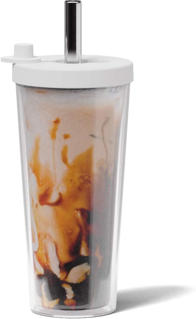 Reusable Boba Cup and Straw Boba Tea Cup Bubble Tea Cup Reusable Iced Coffee Cup Cold Coffee Cup Smoothie Cup with Lid and Straw Smoothie Cup to go Smoothie Tumbler 17 oz - Sage Green