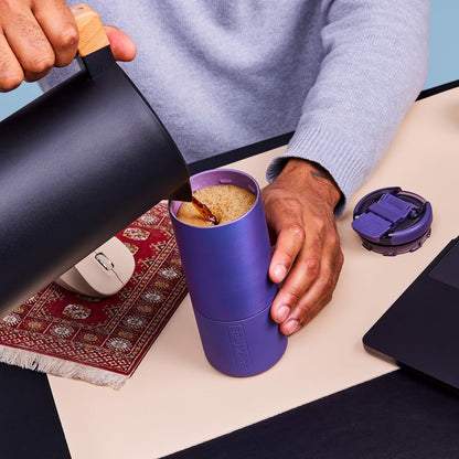 Strova 18oz 100% Leakproof Insulated Coffee Mug | Ceramic-Lined Interior | Built-In Silicone Sleeve for Travel | Locking Flip Lid (Matte Black)