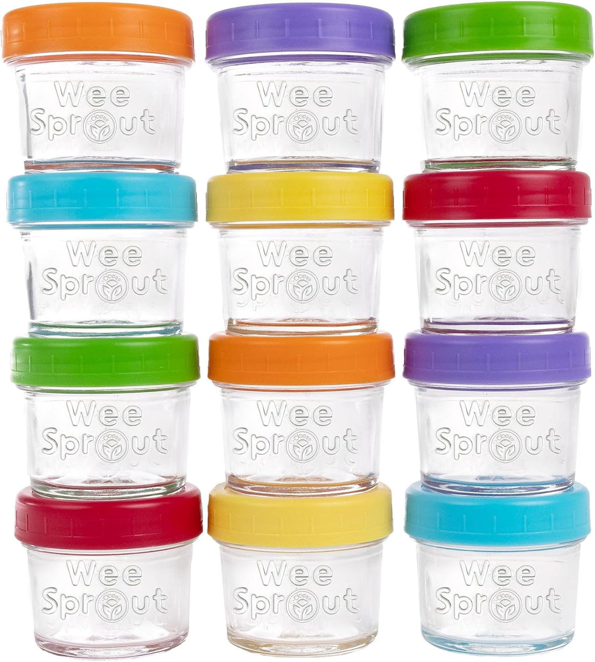 Baby Meal Prep Bundle - Glass Baby Food Storage Jars Containers with Plastic Lids & Silicone Freezer Tray - Microwave, Freezer & Dishwasher Safe - for Baby Food & Breast Milk
