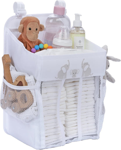 Hanging Diaper Caddy - Baby Shower Gifts Diaper Organizer for Changing Table - Hold 50+ Diapers - Nursery Baby Essentials for Newborn - Gray - 17x9x9 inches