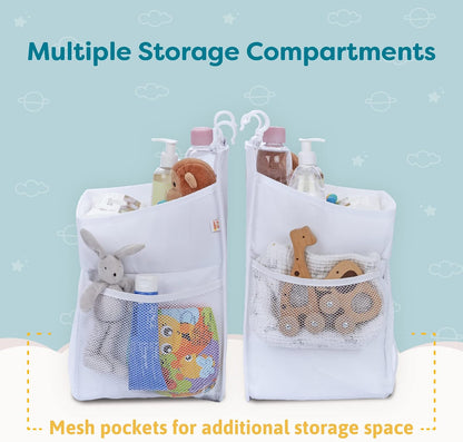 Hanging Diaper Caddy - Baby Shower Gifts Diaper Organizer for Changing Table - Hold 50+ Diapers - Nursery Baby Essentials for Newborn - Gray - 17x9x9 inches
