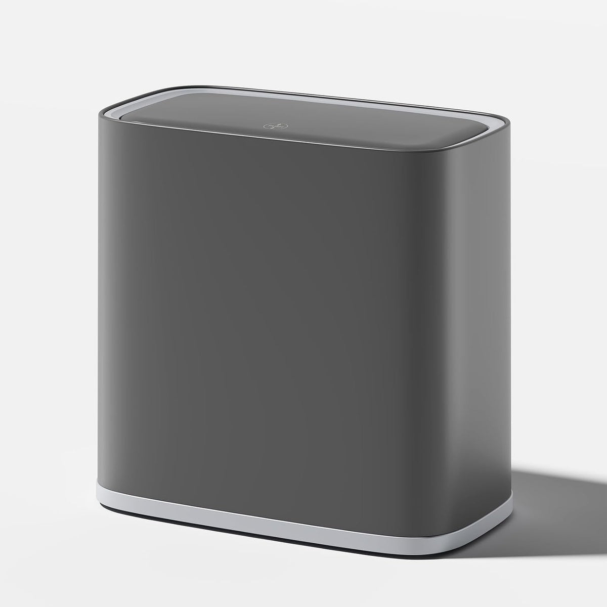 Small Bathroom Trash Can with Lid and Wheels, 8L / 2.1 Gal, Plastic, Gray
