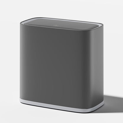 Small Bathroom Trash Can with Lid and Wheels, 8L / 2.1 Gal, Plastic, Gray