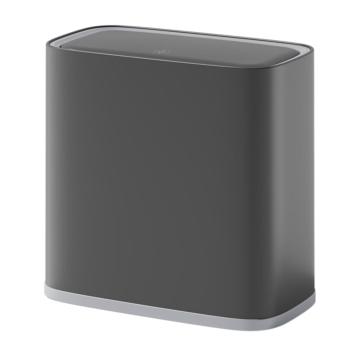 Small Bathroom Trash Can with Lid and Wheels, 8L / 2.1 Gal, Plastic, Gray