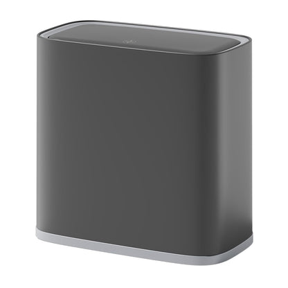 Small Bathroom Trash Can with Lid and Wheels, 8L / 2.1 Gal, Plastic, Gray