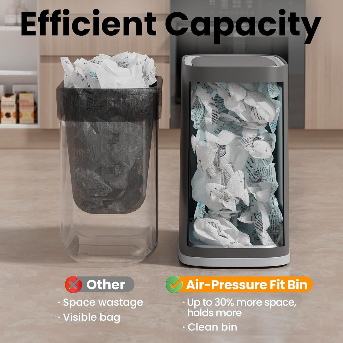 Small Bathroom Trash Can with Lid and Wheels, 8L / 2.1 Gal, Plastic, Gray
