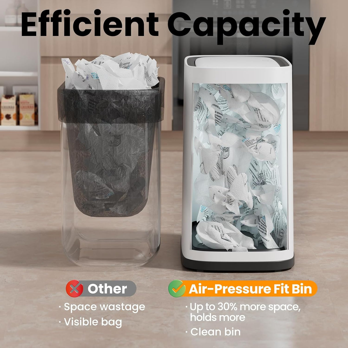 Small Bathroom Trash Can with Lid and Wheels, 8L / 2.1 Gal, Plastic, Gray