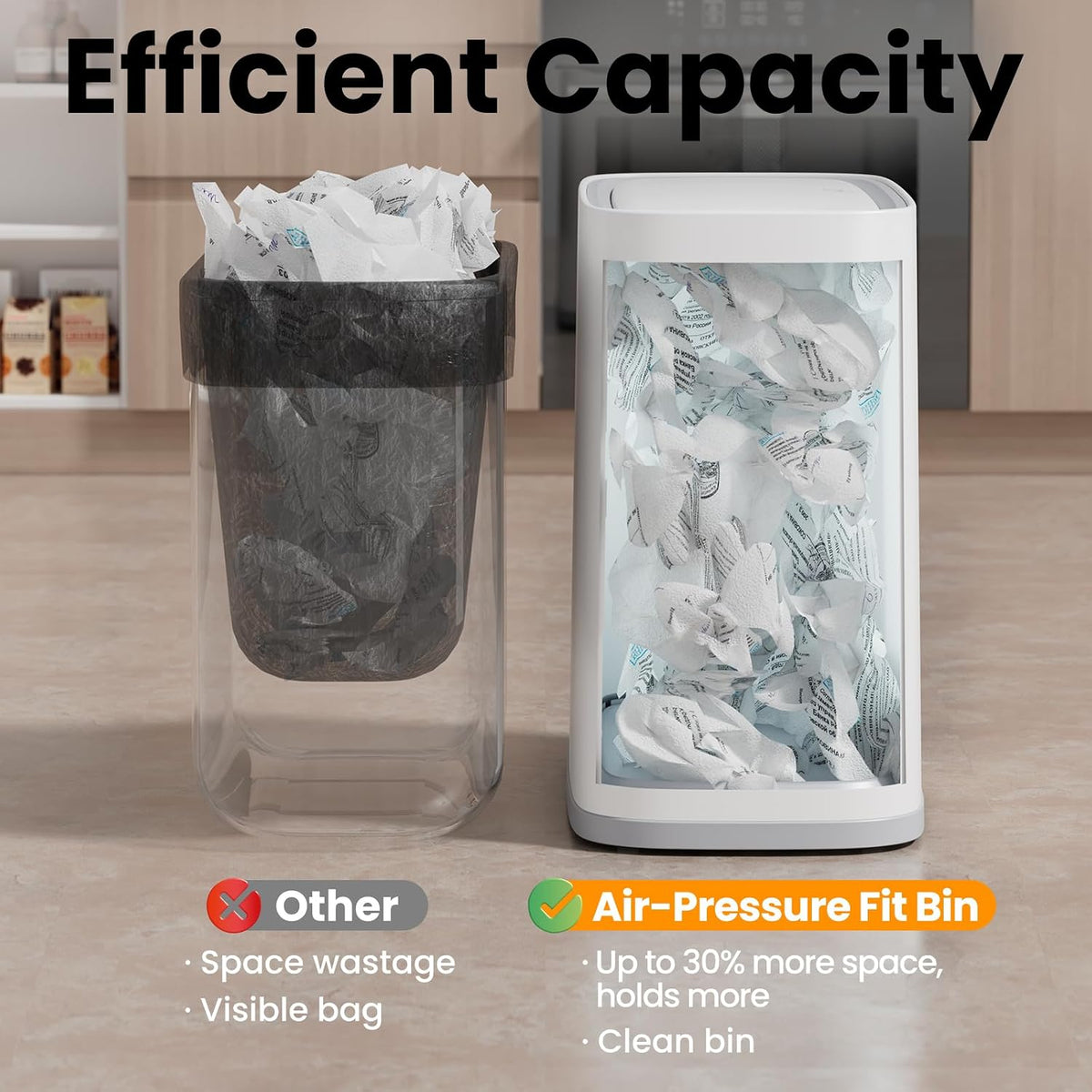Small Bathroom Trash Can with Lid and Wheels, 8L / 2.1 Gal, Plastic, Gray
