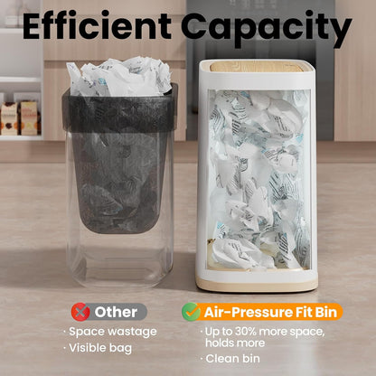 Small Bathroom Trash Can with Lid and Wheels, 8L / 2.1 Gal, Plastic, Gray