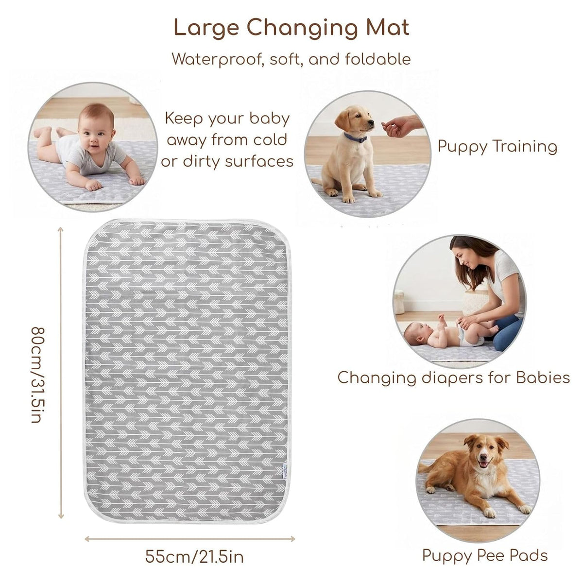Baby Diaper Changing Pad, Waterproof Travel Portable Changing Mat