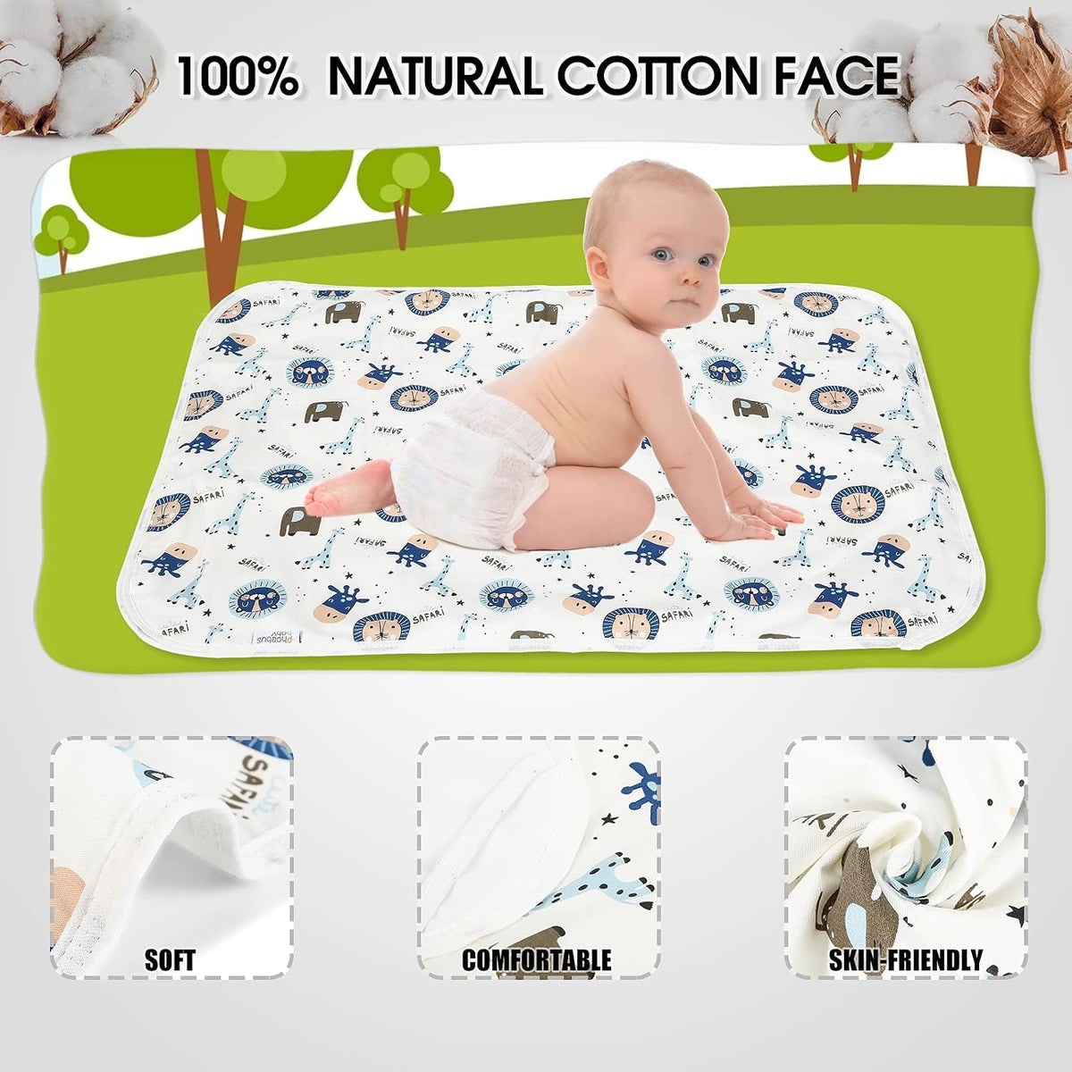 Baby Diaper Changing Pad, Waterproof Travel Portable Changing Mat