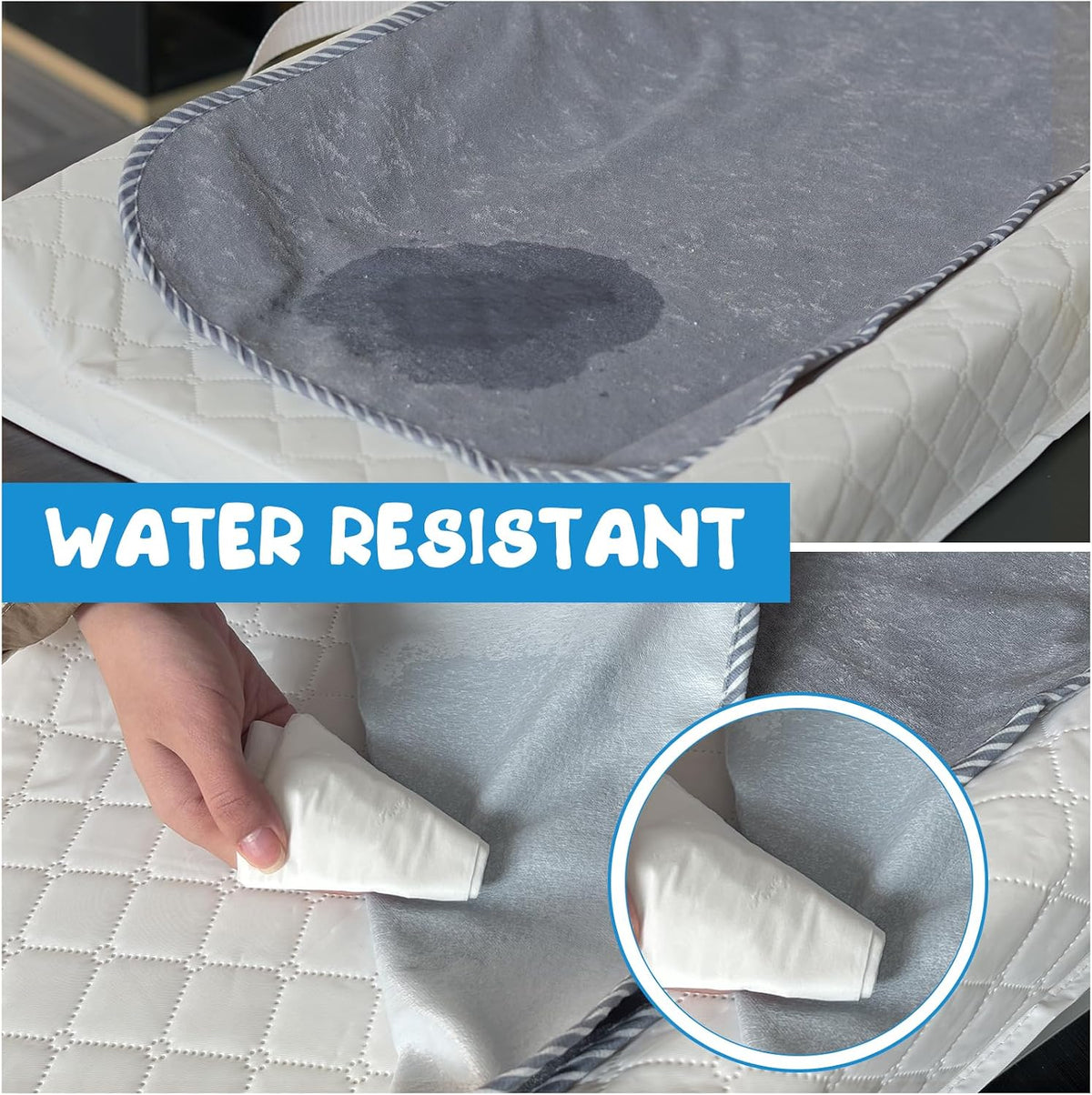 Baby Waterproof Changing Pad Liners (6 Pack) - Washable Reusable Changing Table Cover Liners Double, Portable Diaper Pads, Grey Line