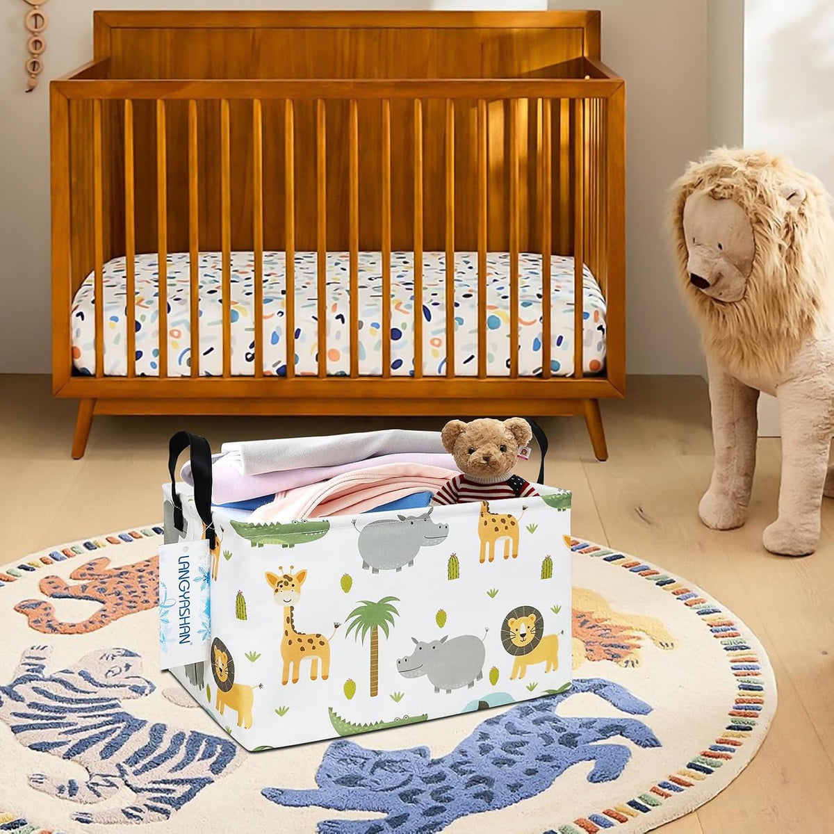 Rectangular Collapsible Simplified Zoo Storage Basket Nursery Organizer - Colors B