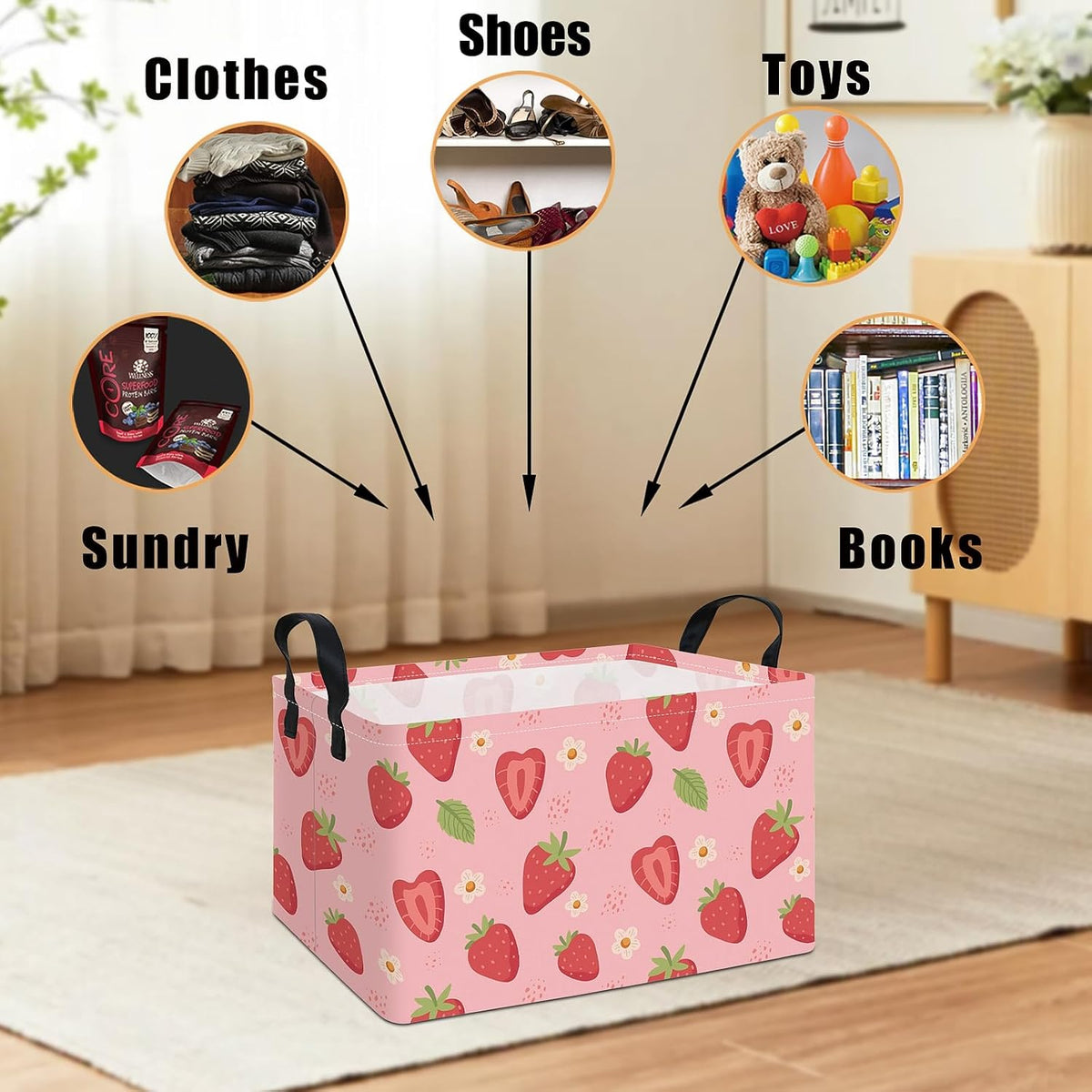 Rectangular Collapsible Simplified Zoo Storage Basket Nursery Organizer - Colors B