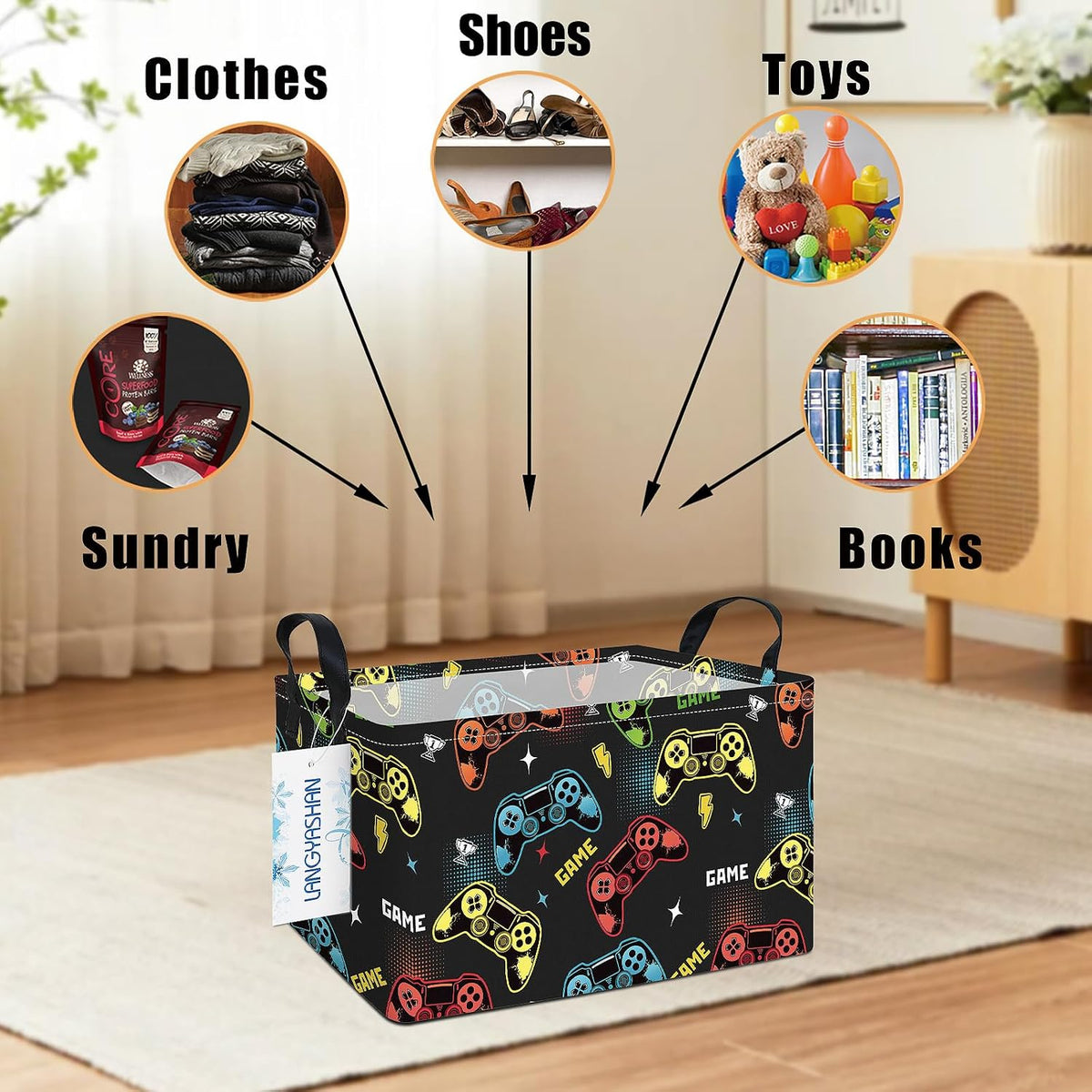 Rectangular Collapsible Simplified Zoo Storage Basket Nursery Organizer - Colors B
