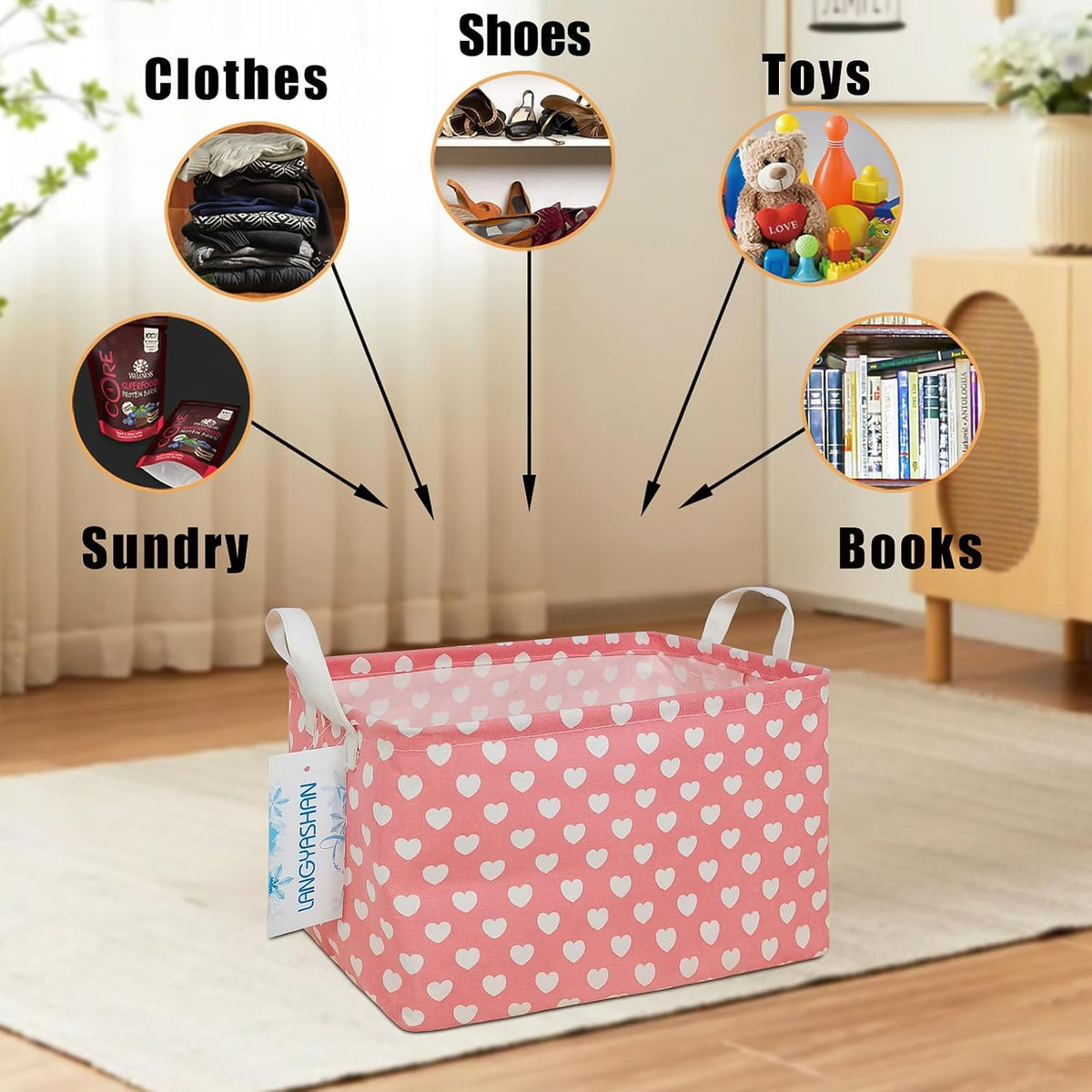 Rectangular Collapsible Simplified Zoo Storage Basket Nursery Organizer - Colors B
