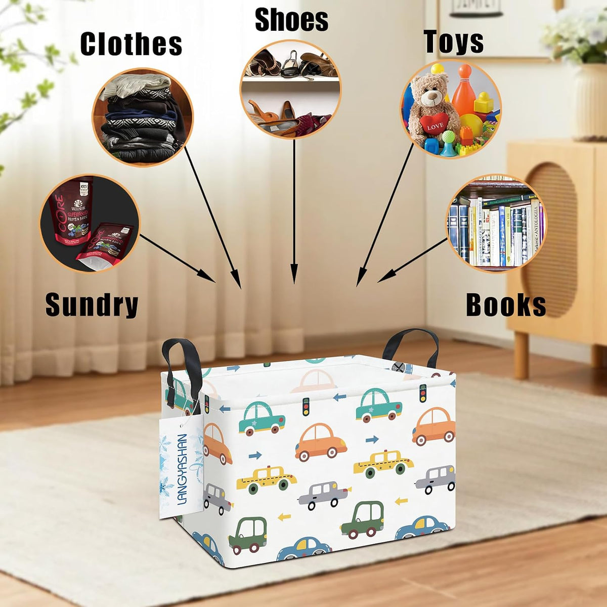 Rectangular Collapsible Simplified Zoo Storage Basket Nursery Organizer - Colors B