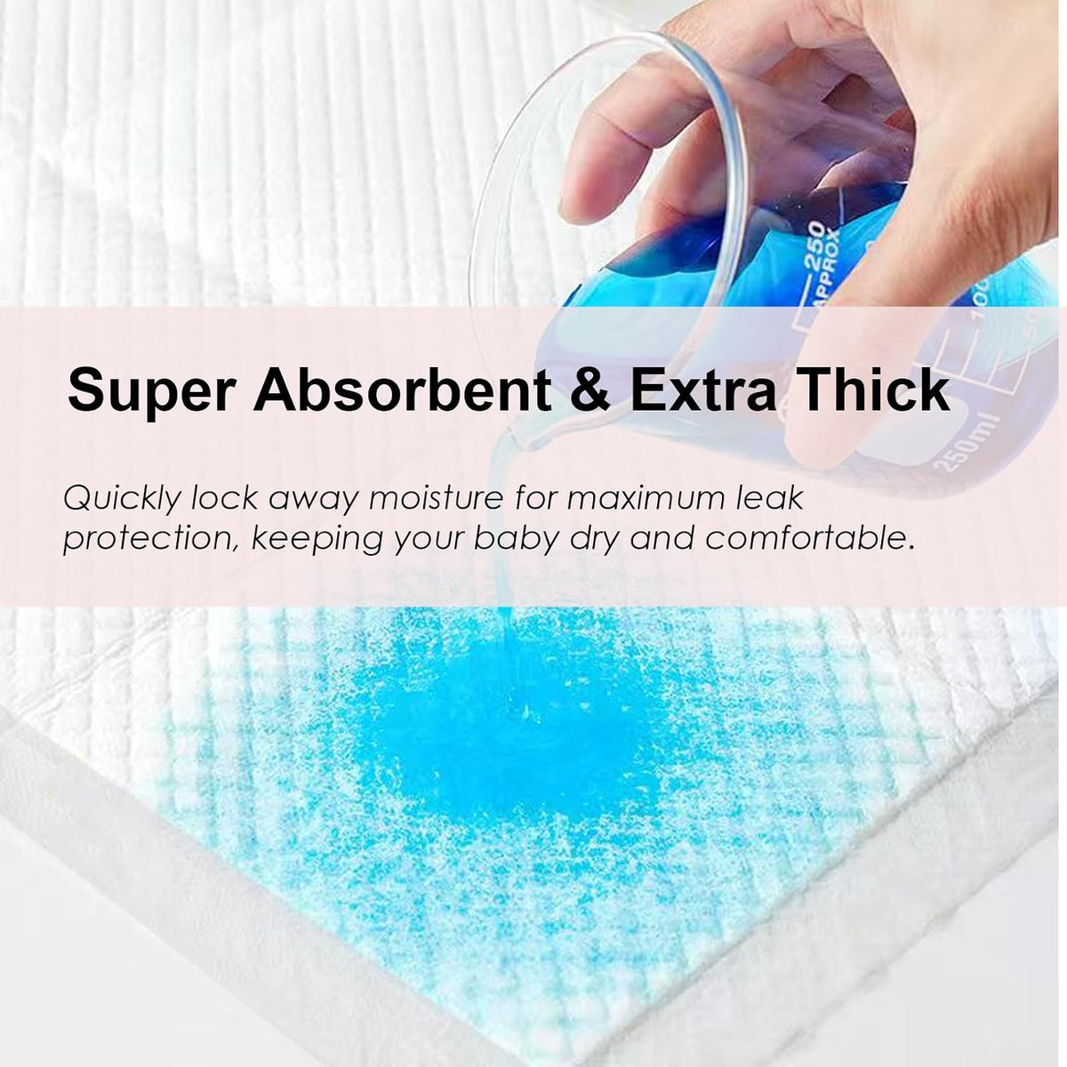 Disposable Changing Pad Liners Super Soft, Disposable Changing Pads, Ultra Absorbent & Waterproof - Covers Any Surface for Mess Free Baby Diaper Changes (White)